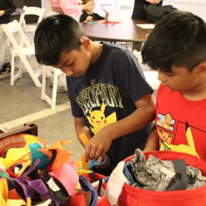 children creating a craft project